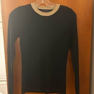 RACHEL Rachel Roy Black and Gold Crew Neck Sweater